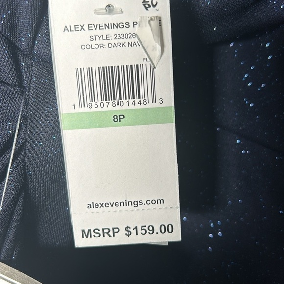 Alex Evenings Glitter Mesh Cold Shoulder Cap Sleeve Side Slit Ruched Gown - Picture 9 of 11